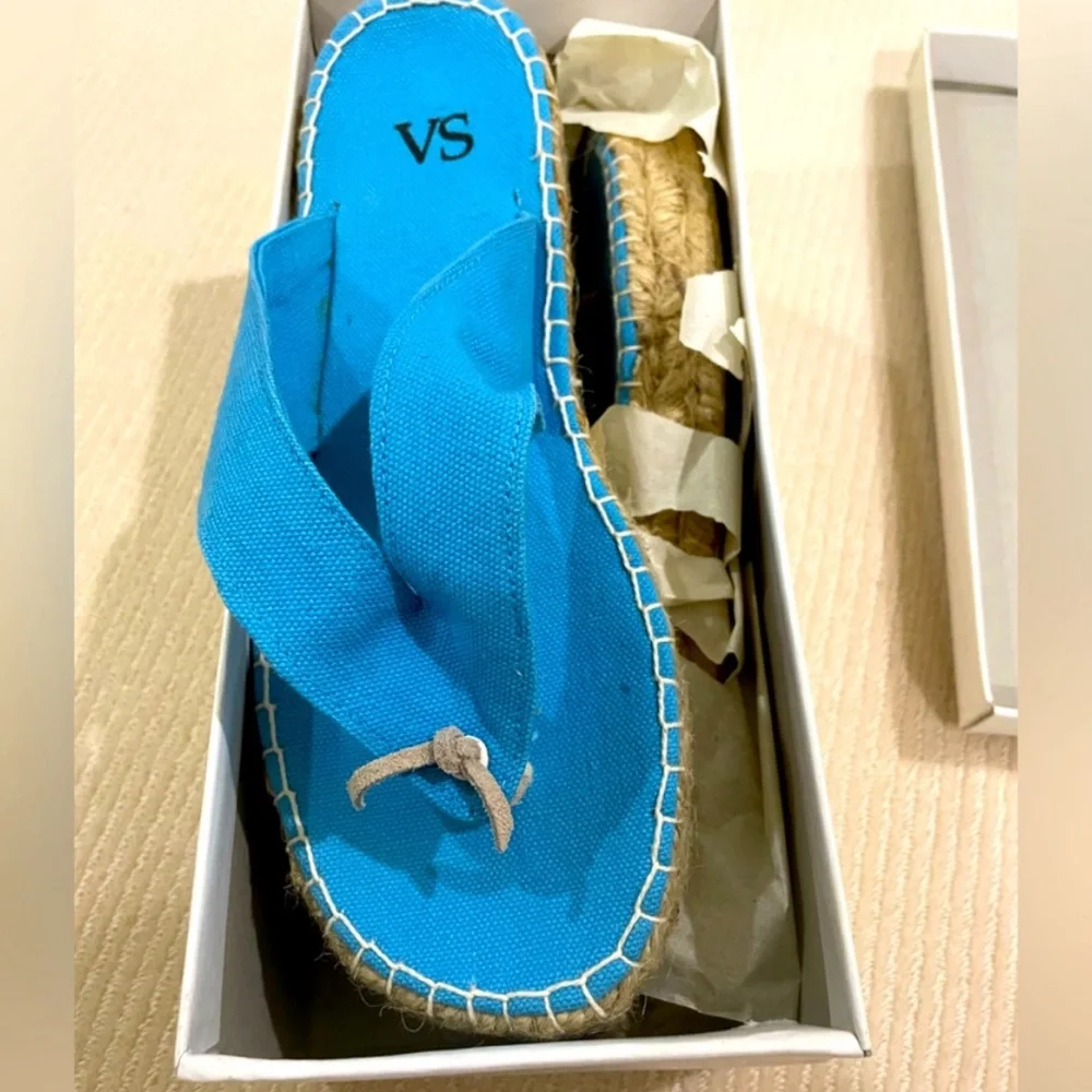 Victoria's Secret Blue Espadrille Style Flip-flop Thong Sandals
